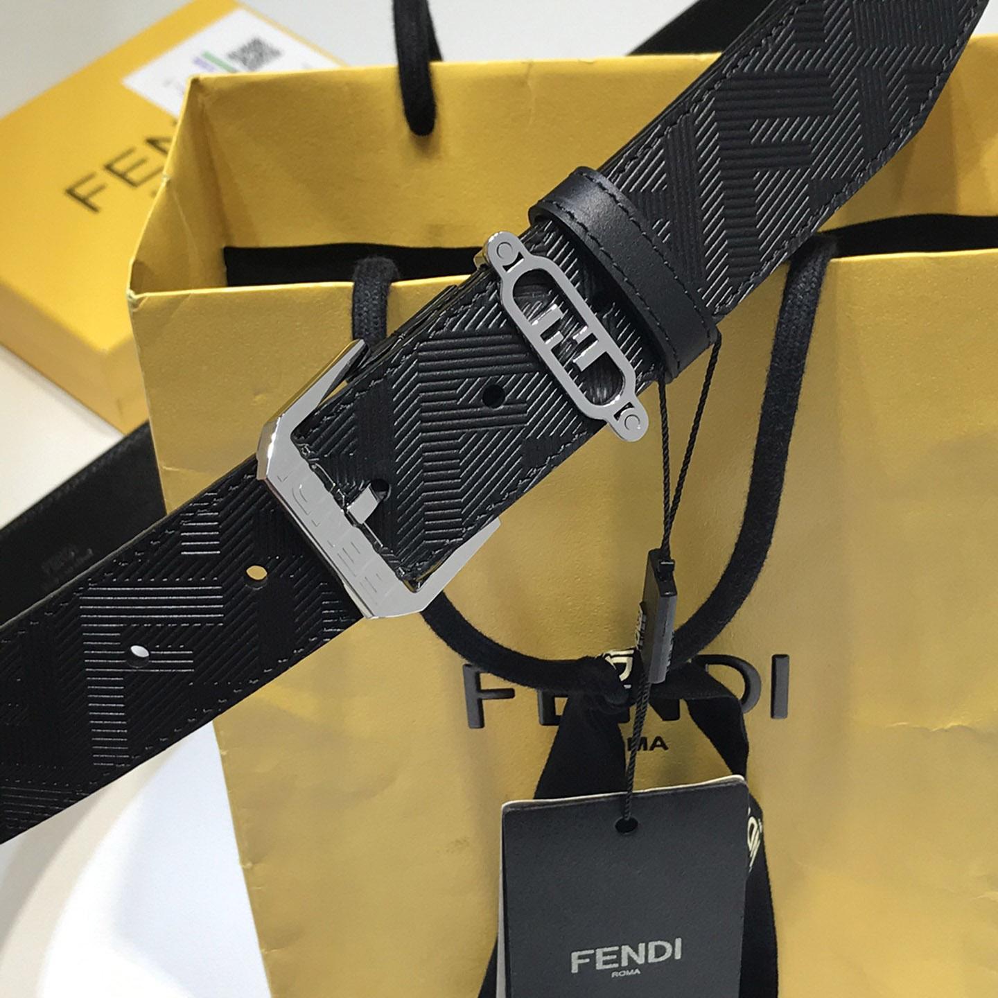 Fendi Edge Black Leather Belt - DopestKickz