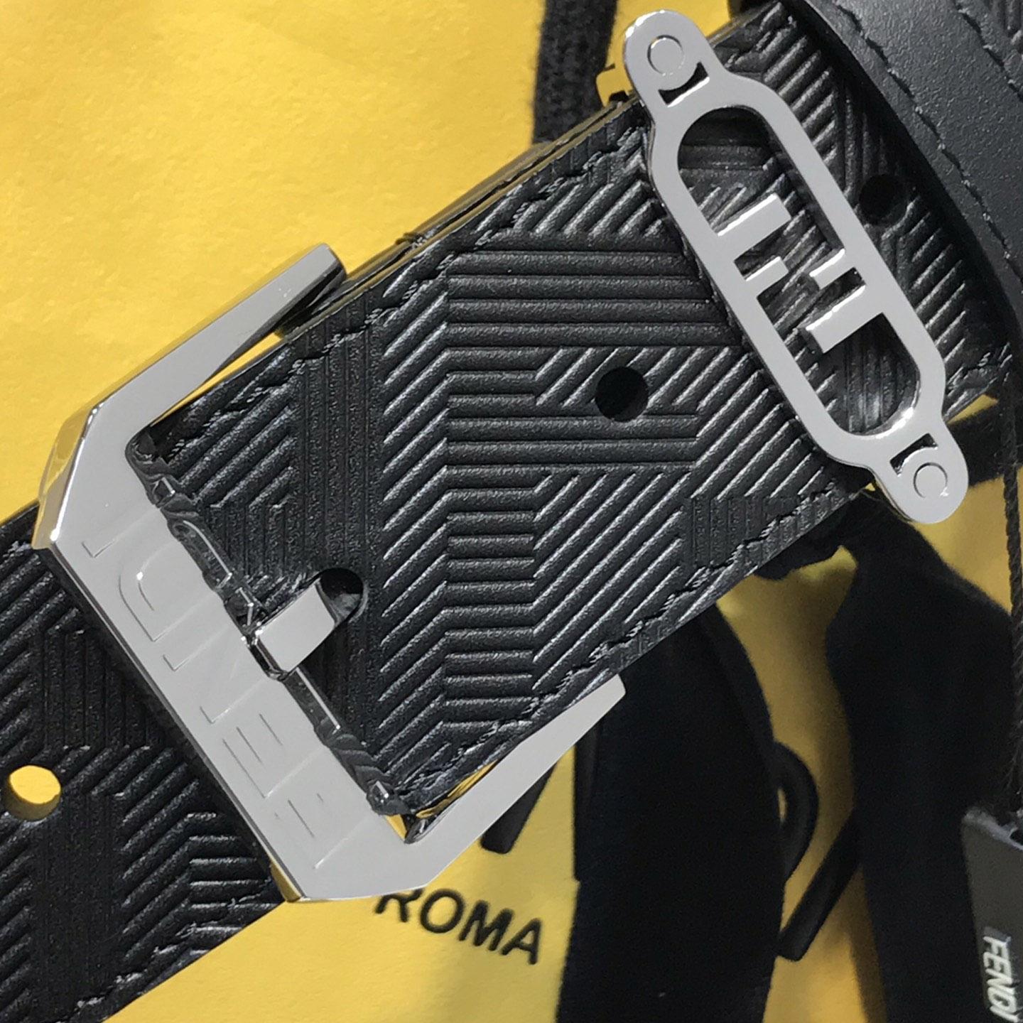 Fendi Edge Black Leather Belt - DopestKickz