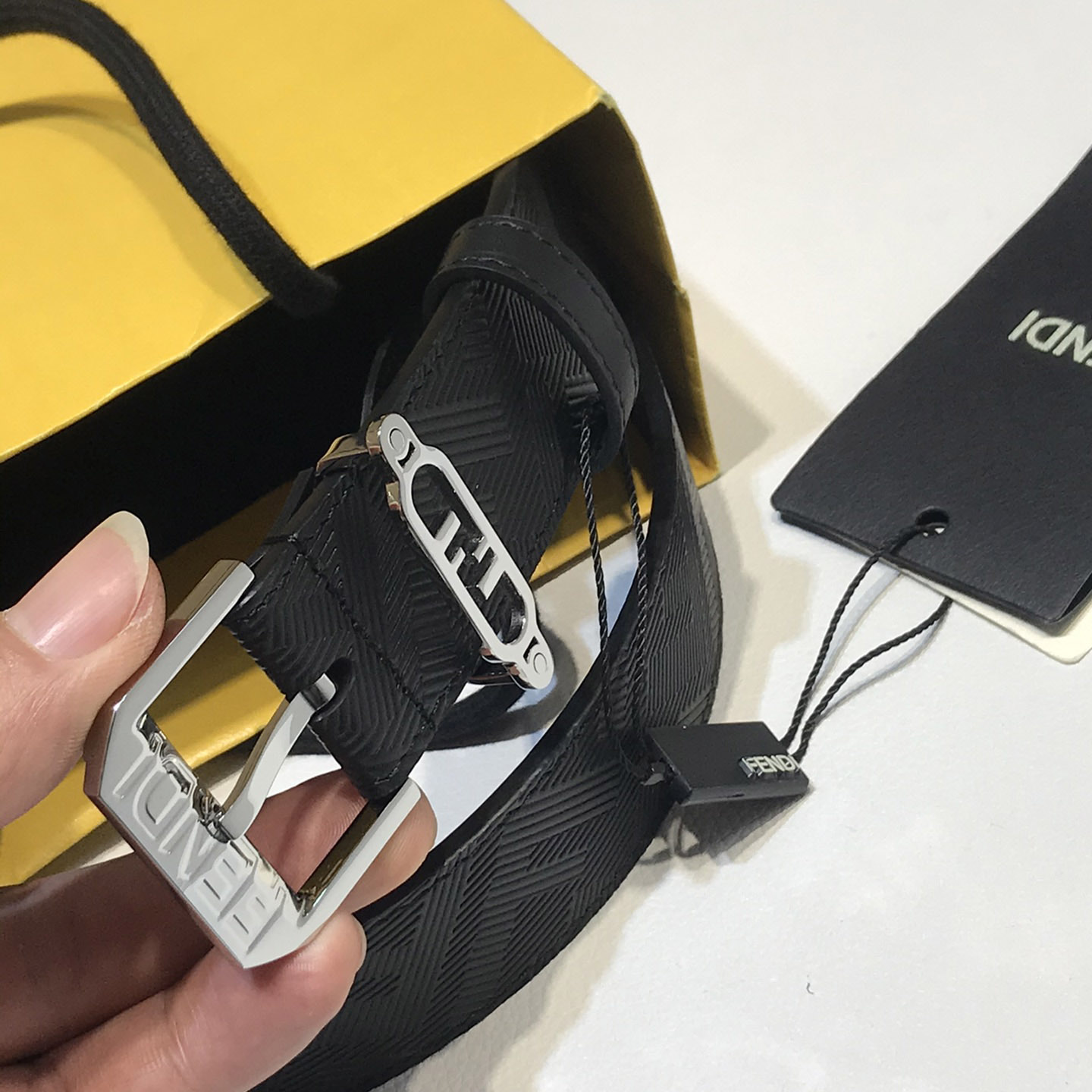 Fendi Edge Black Leather Belt - DopestKickz