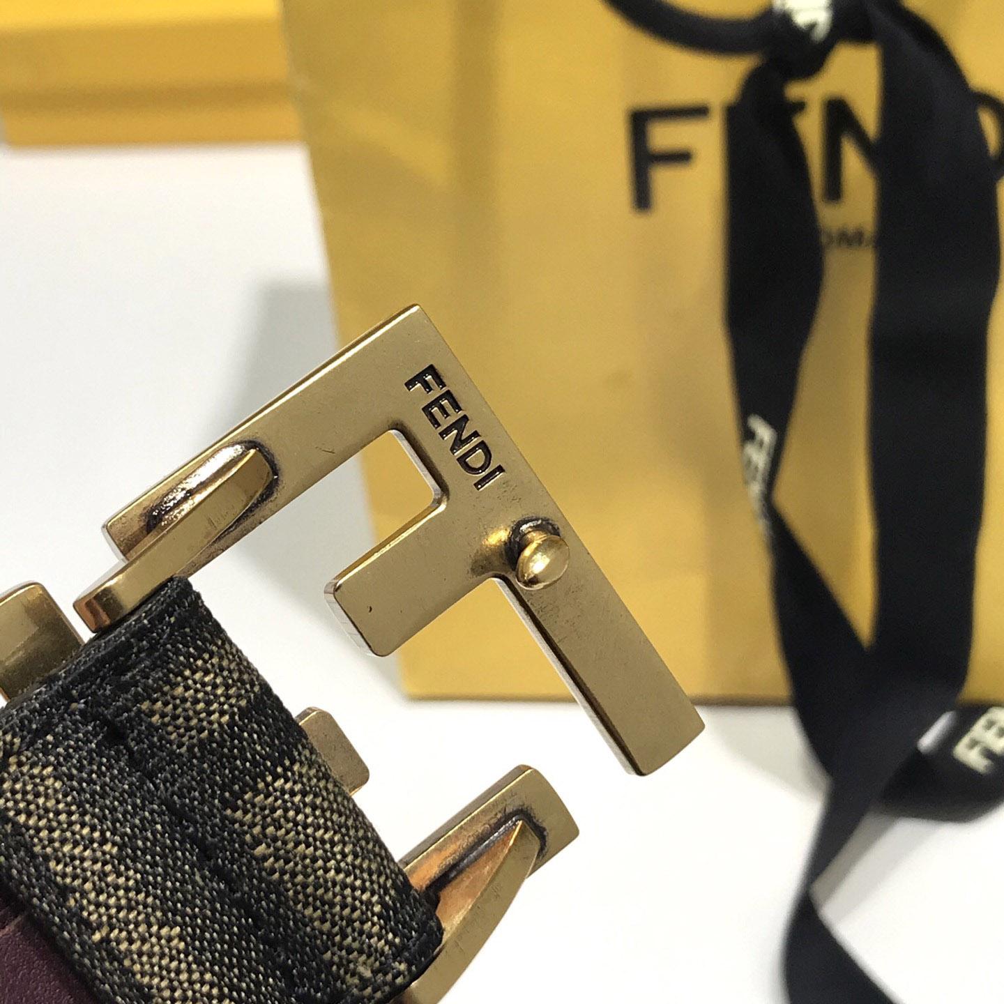 Fendi Brown Fabric Belt - DopestKickz