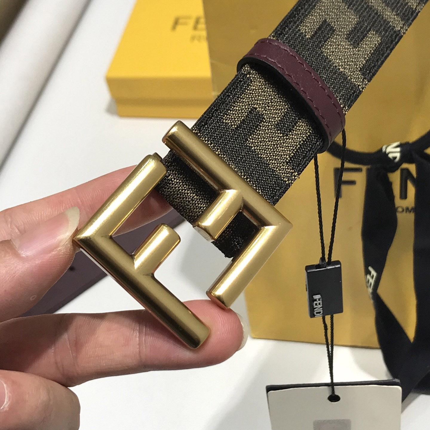 Fendi Brown Fabric Belt - DopestKickz