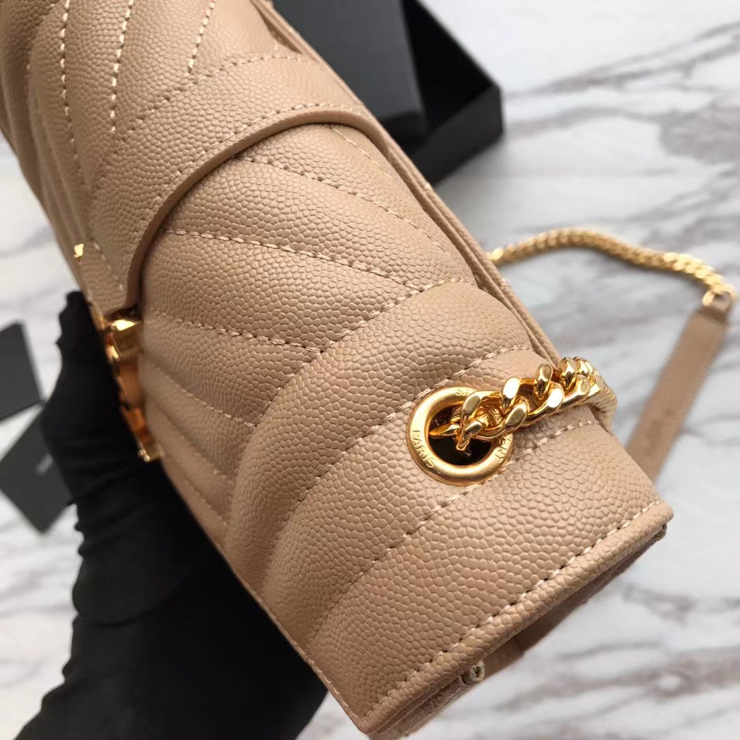 Saint Laurent Envelope Small Bag In Mix Matelasse Grain De Poudre Embossed Leather(21-13-6cm) - DopestKickz