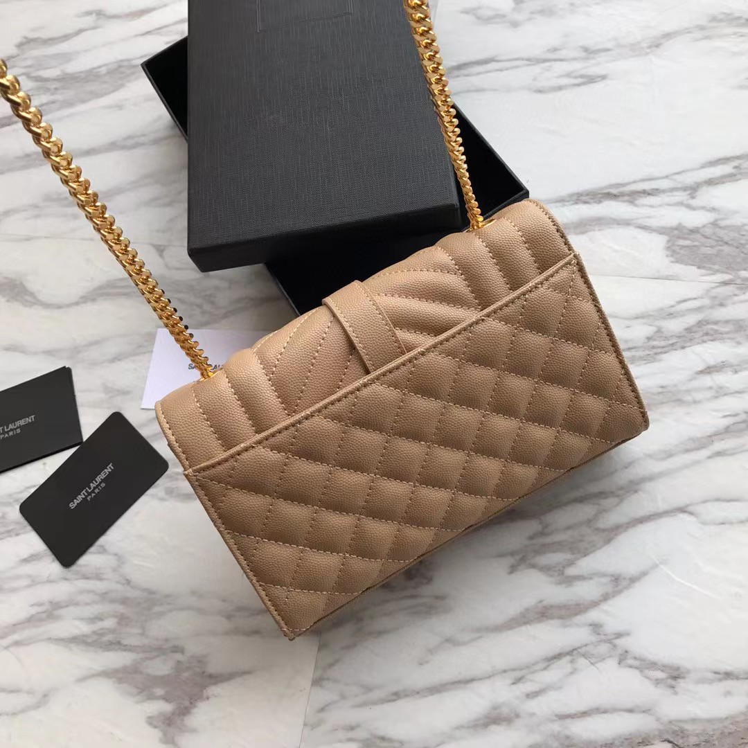 Saint Laurent Envelope Small Bag In Mix Matelasse Grain De Poudre Embossed Leather(21-13-6cm) - DopestKickz