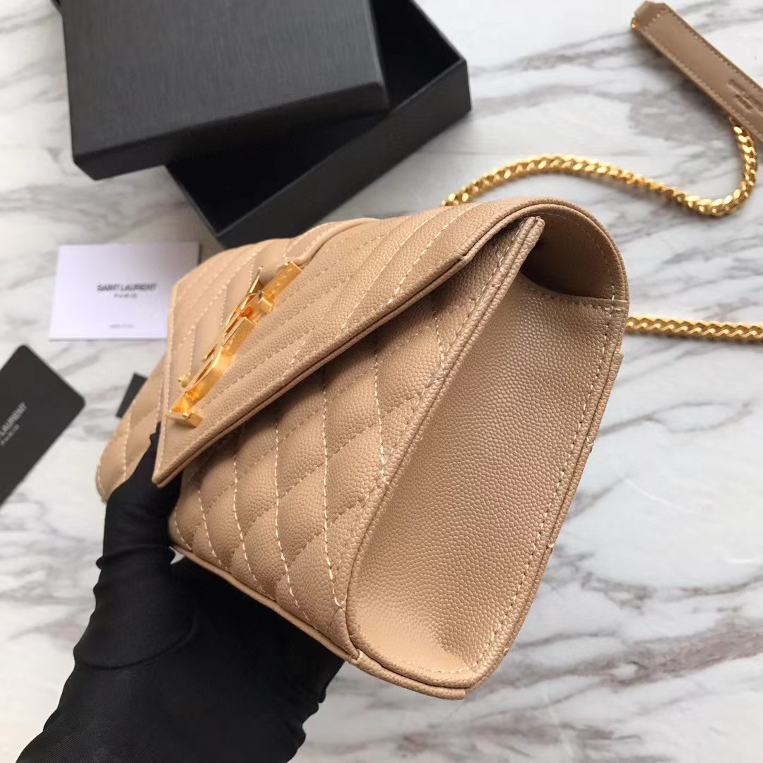 Saint Laurent Envelope Small Bag In Mix Matelasse Grain De Poudre Embossed Leather(21-13-6cm) - DopestKickz