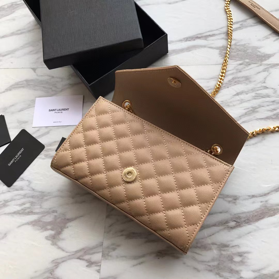 Saint Laurent Envelope Small Bag In Mix Matelasse Grain De Poudre Embossed Leather(21-13-6cm) - DopestKickz