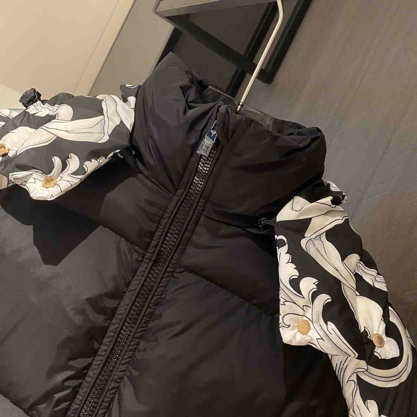 Versace Women's Silver Baroque Puffer Jacket - DopestKickz