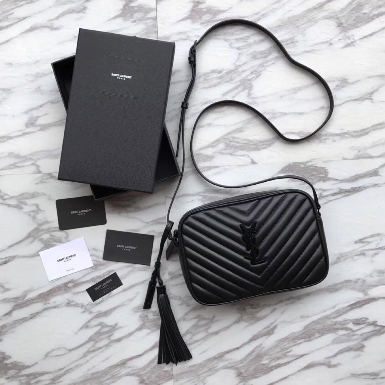 Saint Laurent Black Leather Shoulder Bag ( 23-16-6 cm) - DopestKickz