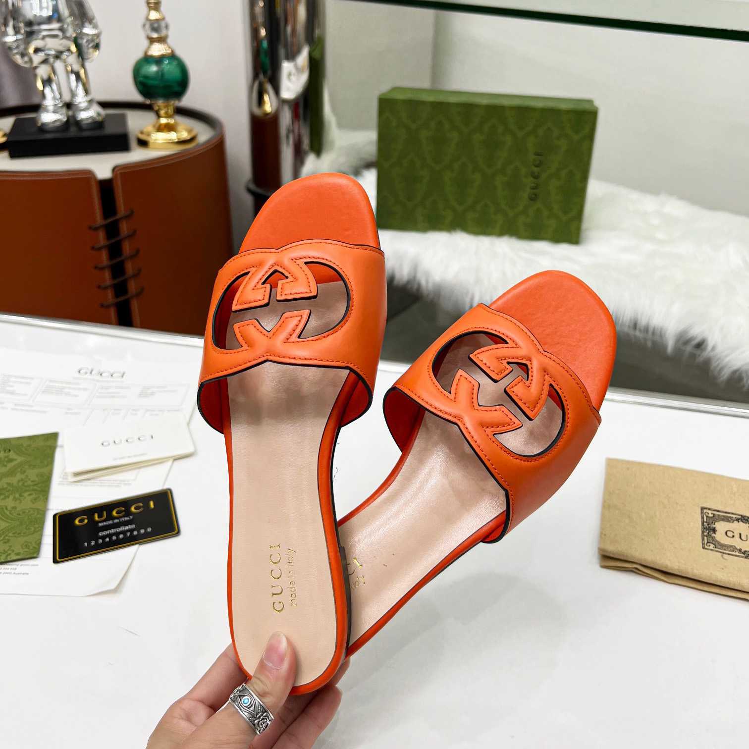 Gucci Women's Interlocking G Cut-Out Slide Sandal - DopestKickz