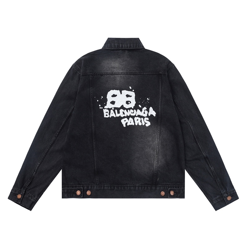 Balenciaga Hand Drawn BB Icon Oversized Jacket In Black - DopestKickz