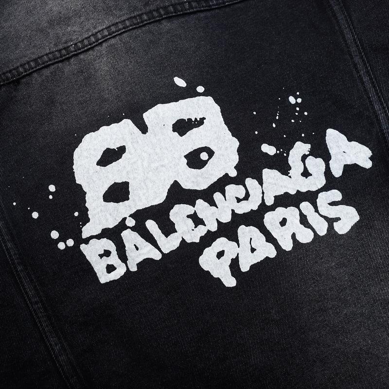 Balenciaga Hand Drawn BB Icon Oversized Jacket In Black - DopestKickz