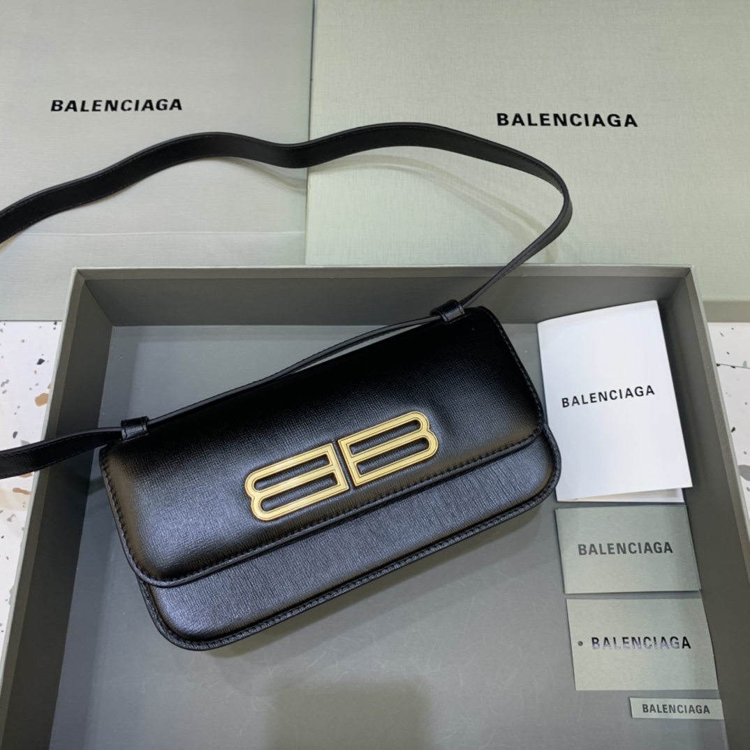 Balenciaga Women's Gossip Small Bag In Stripe Embossed Calfskin In Black(23.5-12.4-10.4cm) - DopestKickz