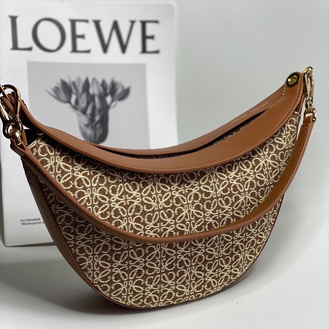 Loewe Small Loewe Luna Bag In Anagram Jacquard And Classic Calfskin(30-12-6cm) - DopestKickz