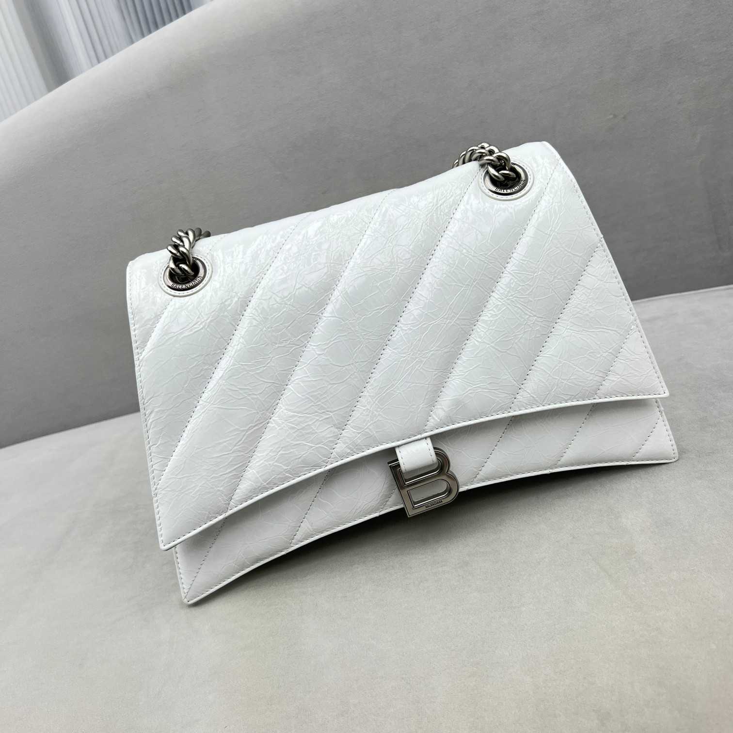 Balenciaga Women's Crush Medium Chain Bag Quilted In Optic White(31-20-12cm) - DopestKickz