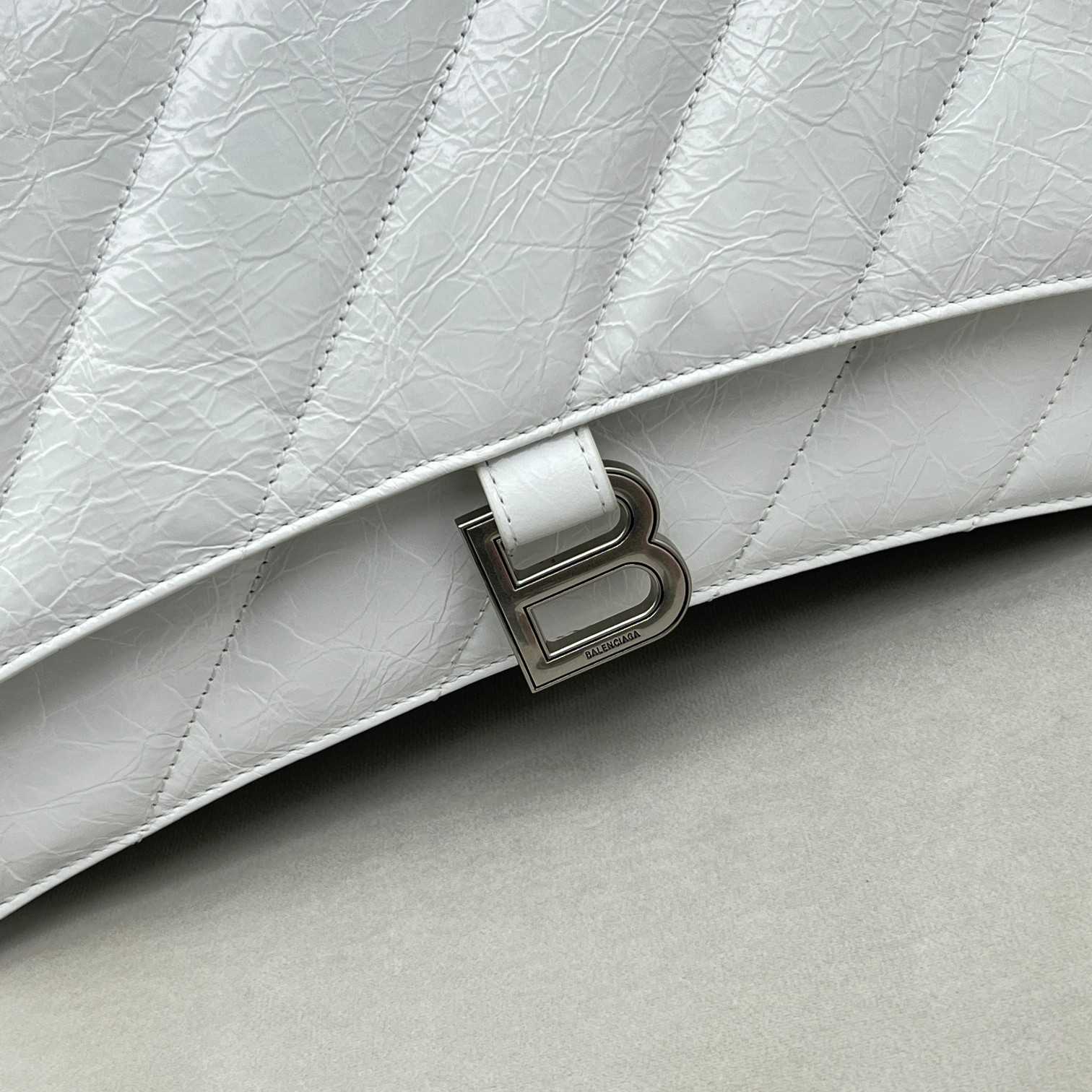 Balenciaga Women's Crush Medium Chain Bag Quilted In Optic White(31-20-12cm) - DopestKickz