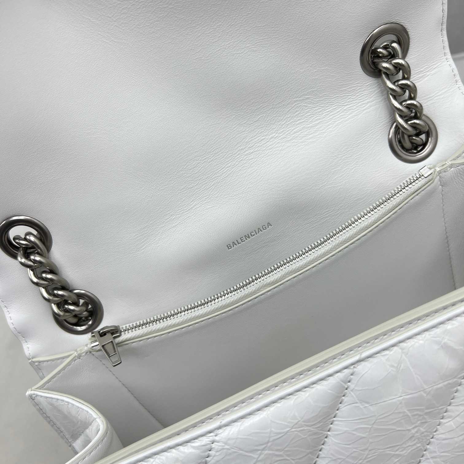 Balenciaga Women's Crush Medium Chain Bag Quilted In Optic White(31-20-12cm) - DopestKickz