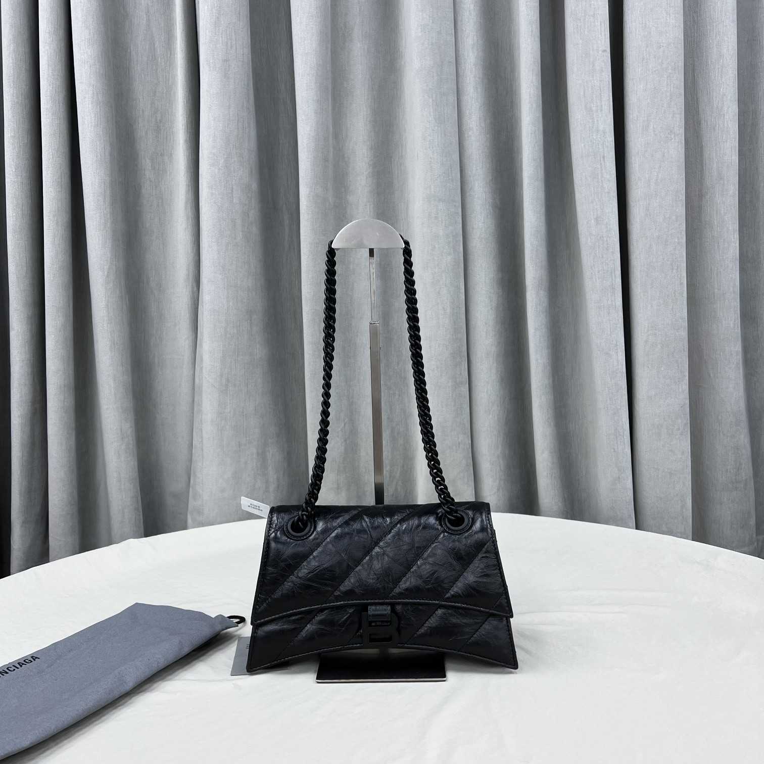 Balenciaga Women's Crush Small Chain Bag Quilted In Black(25-15-9.5cm) - DopestKickz