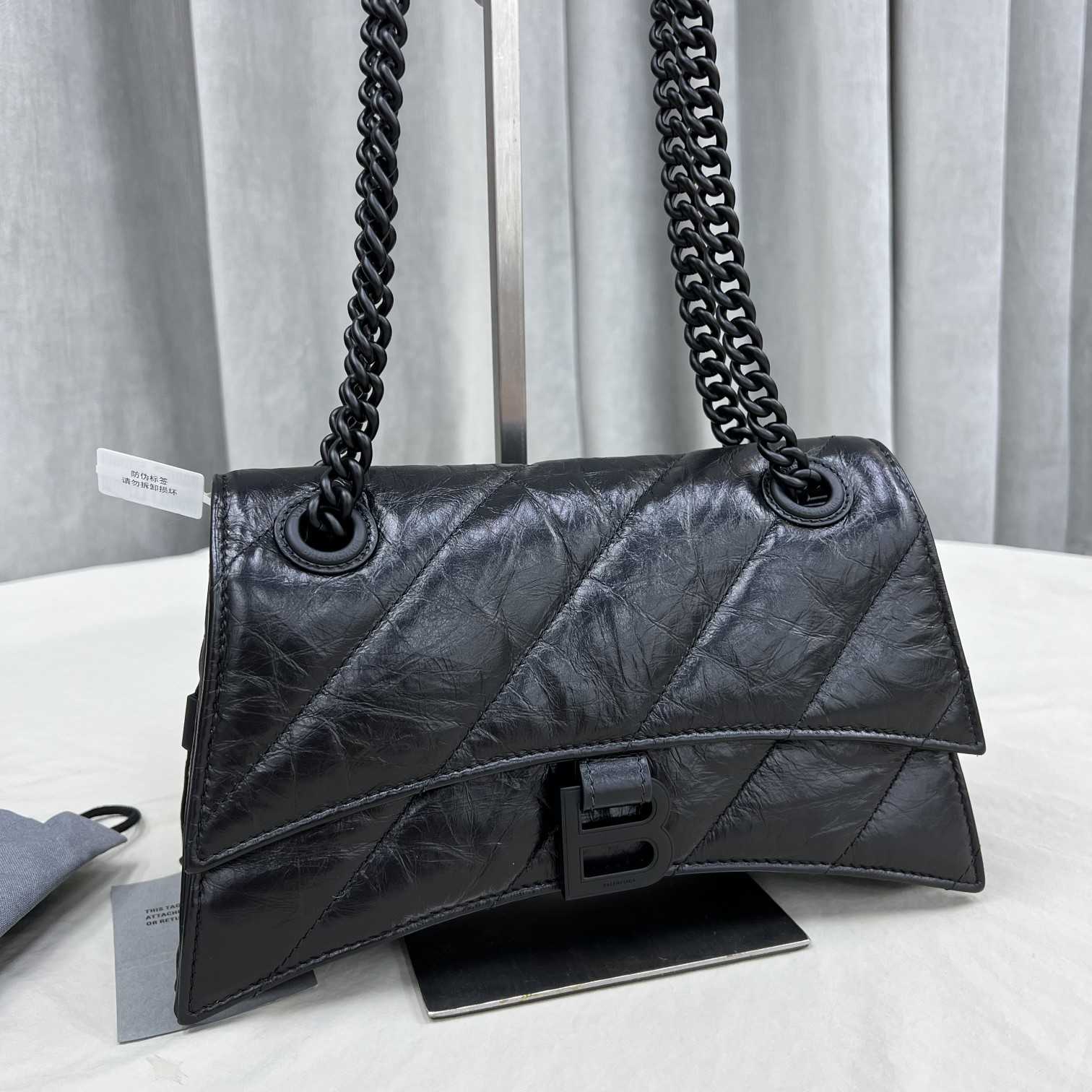 Balenciaga Women's Crush Small Chain Bag Quilted In Black(25-15-9.5cm) - DopestKickz