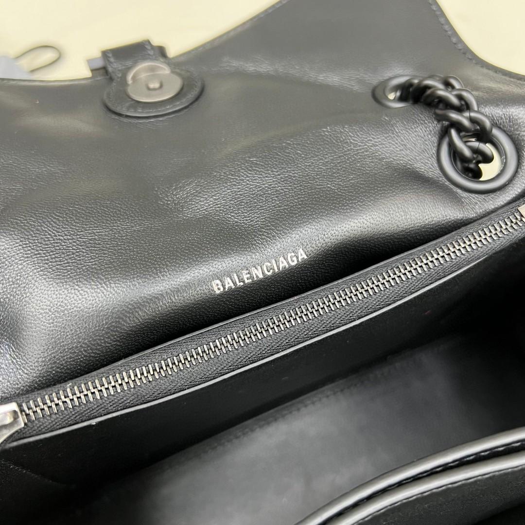 Balenciaga Women's Crush Small Chain Bag Quilted In Black(25-15-9.5cm) - DopestKickz
