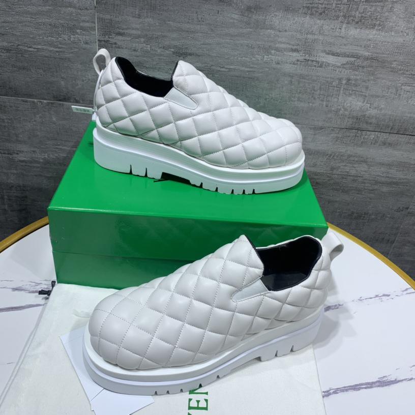 Bottega Veneta Men's White Quilted Slip On Shoes - DopestKickz