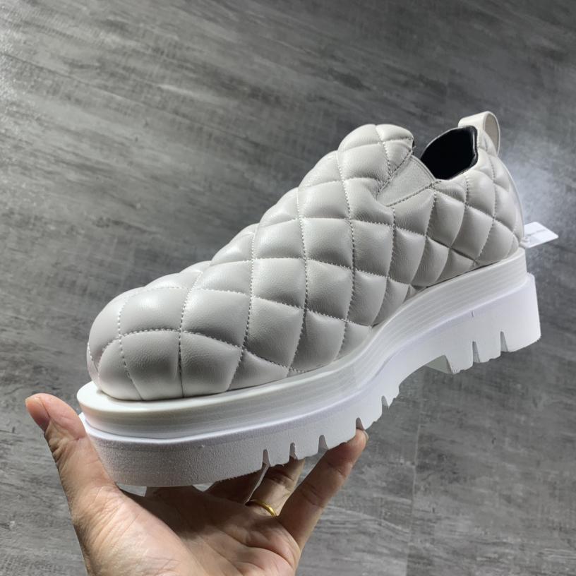 Bottega Veneta Men's White Quilted Slip On Shoes - DopestKickz