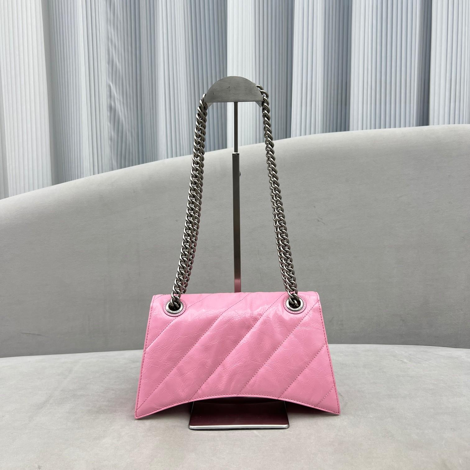 Balenciaga Women's Crush Small Chain Bag Quilted In Pink(25-15-9.5cm) - DopestKickz