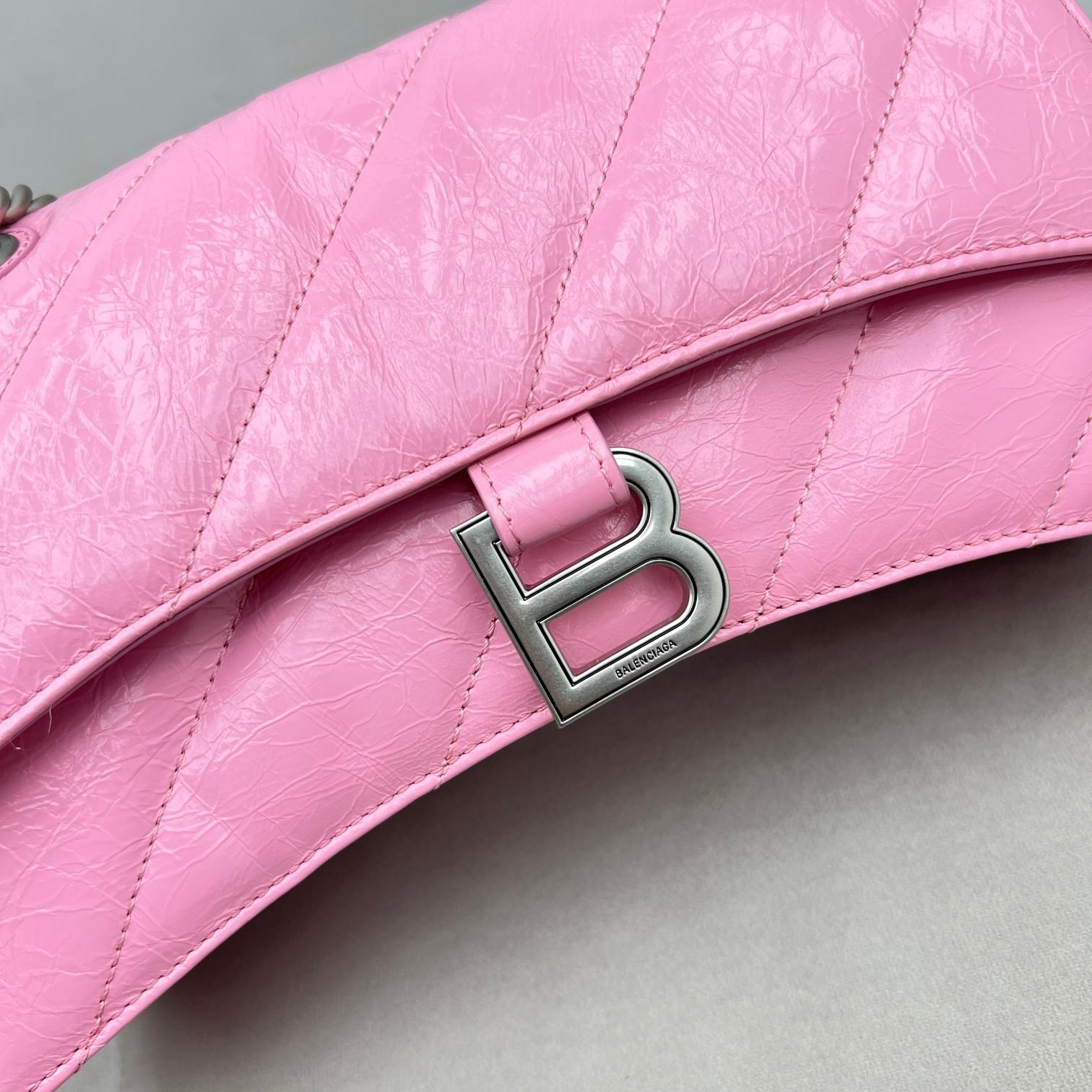 Balenciaga Women's Crush Small Chain Bag Quilted In Pink(25-15-9.5cm) - DopestKickz