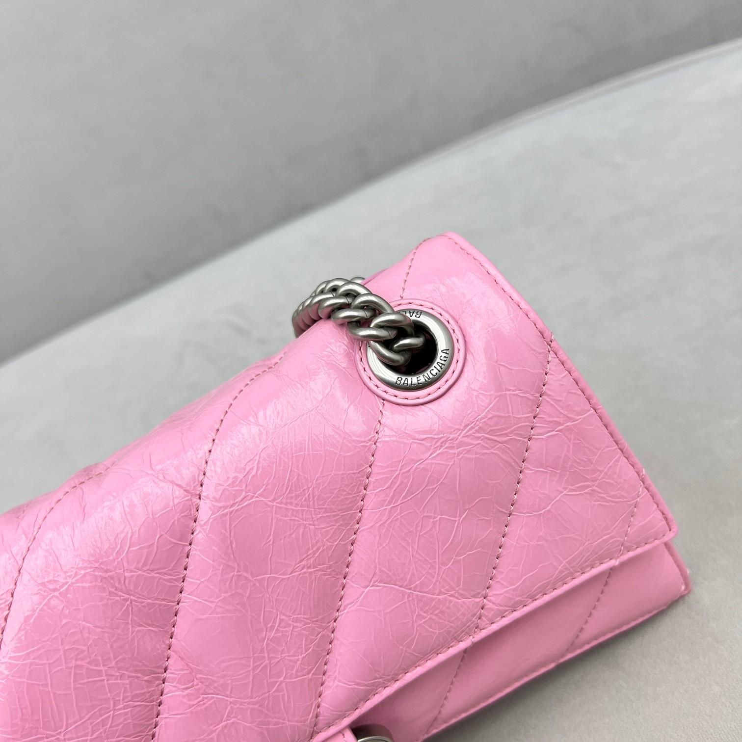 Balenciaga Women's Crush Small Chain Bag Quilted In Pink(25-15-9.5cm) - DopestKickz