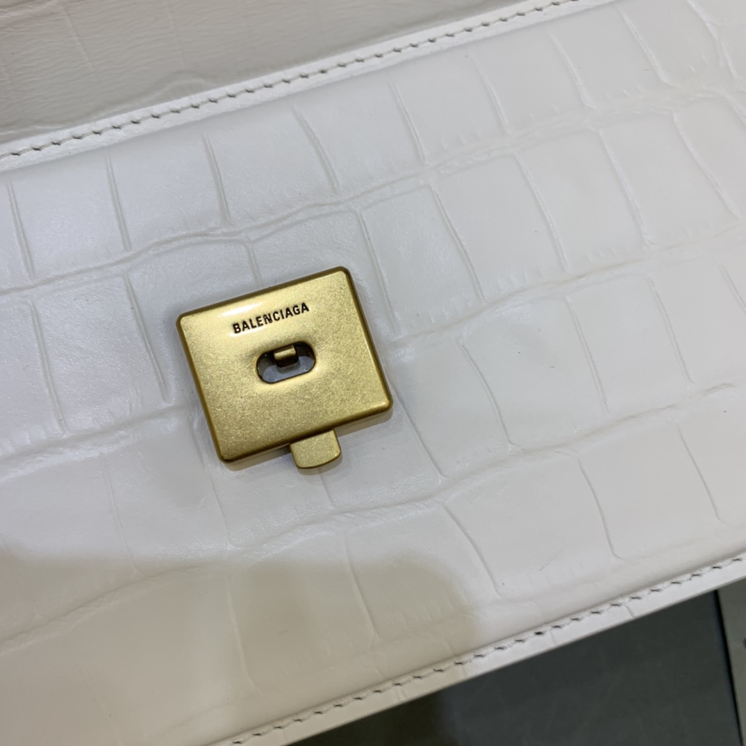 Balenciaga Women's Gossip Small Bag In Stripe Embossed Calfskin In White(23.5-12.4-10.4cm) - DopestKickz