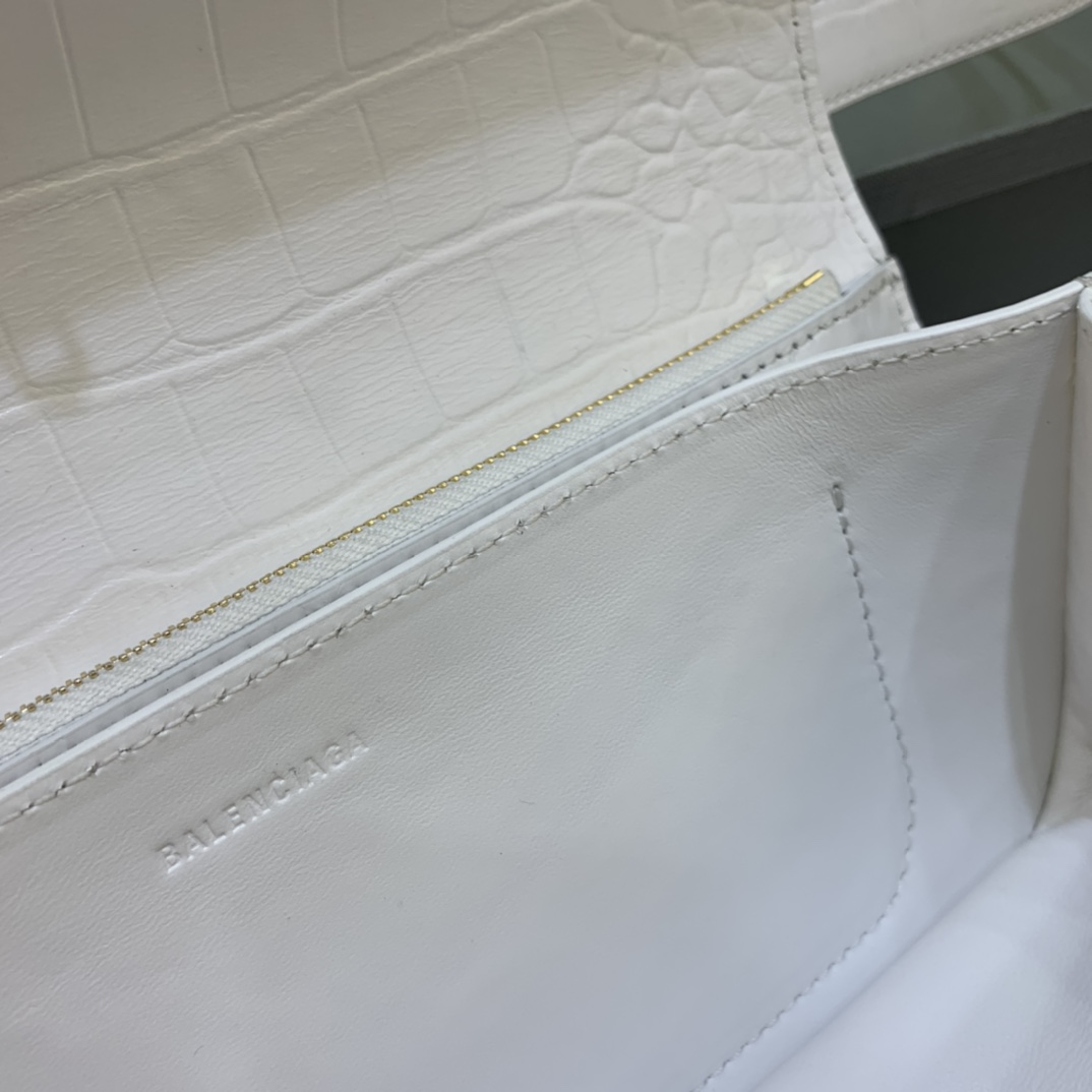 Balenciaga Women's Gossip Small Bag In Stripe Embossed Calfskin In White(23.5-12.4-10.4cm) - DopestKickz