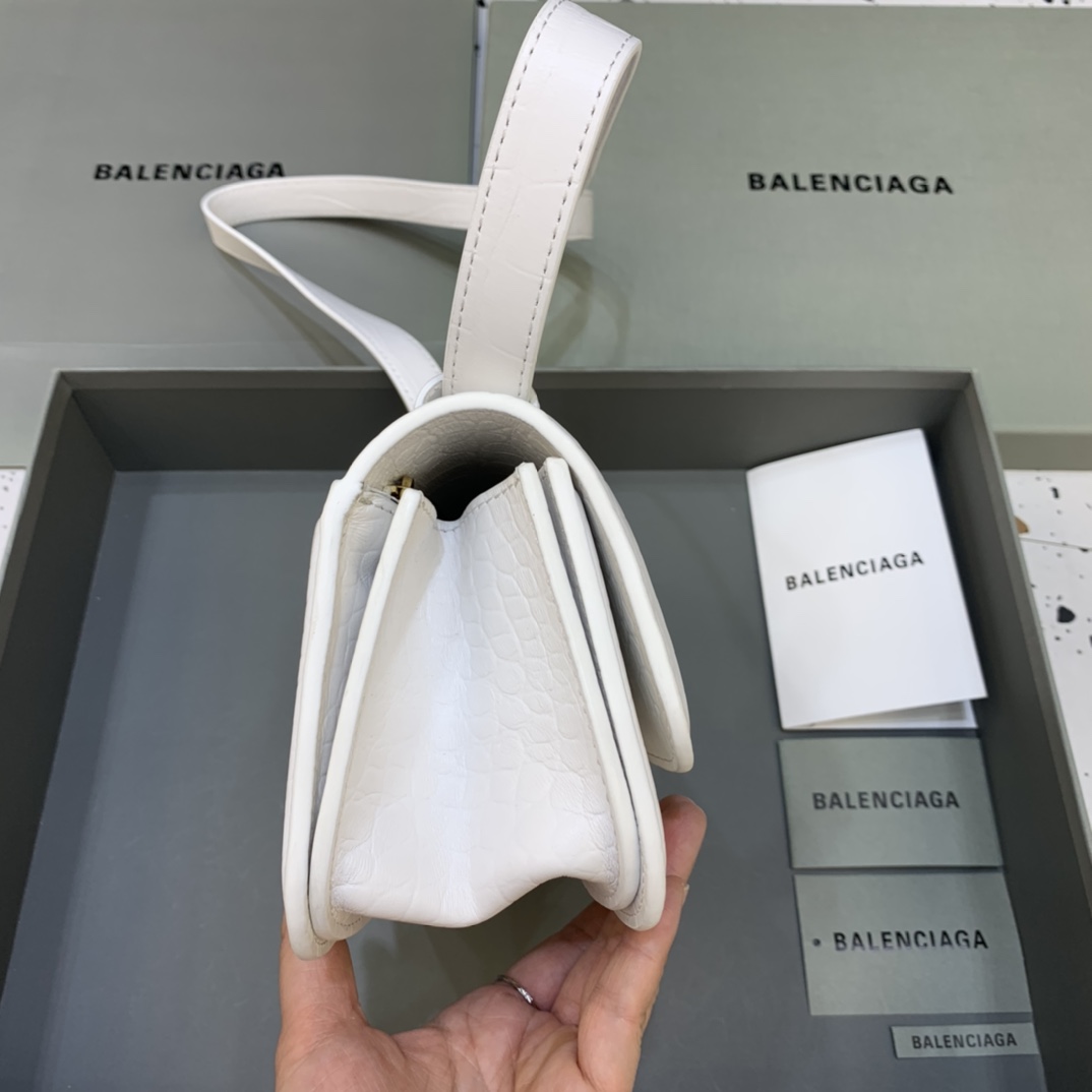 Balenciaga Women's Gossip Small Bag In Stripe Embossed Calfskin In White(23.5-12.4-10.4cm) - DopestKickz