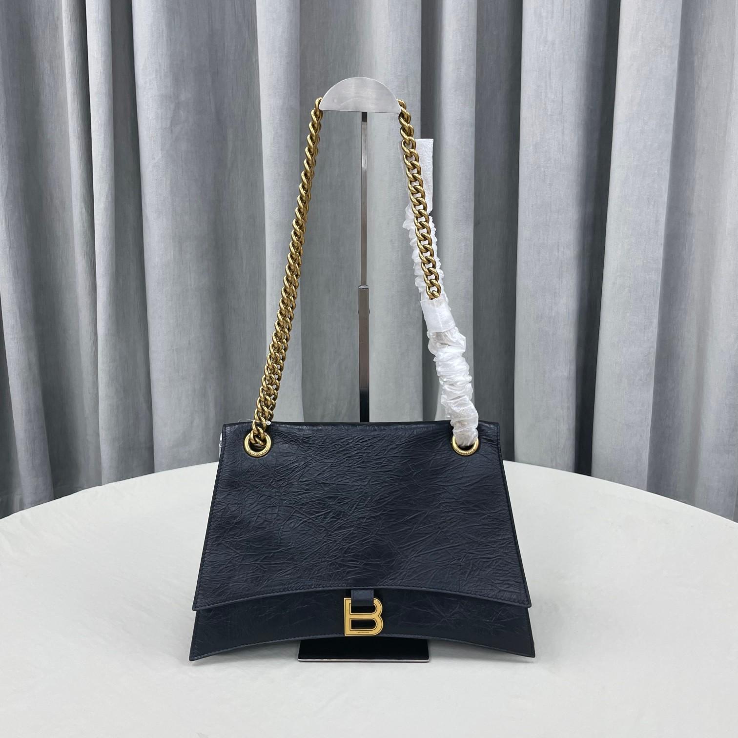 Balenciaga Women's Crush Large Chain Bag In Black(31-20-12cm) - DopestKickz
