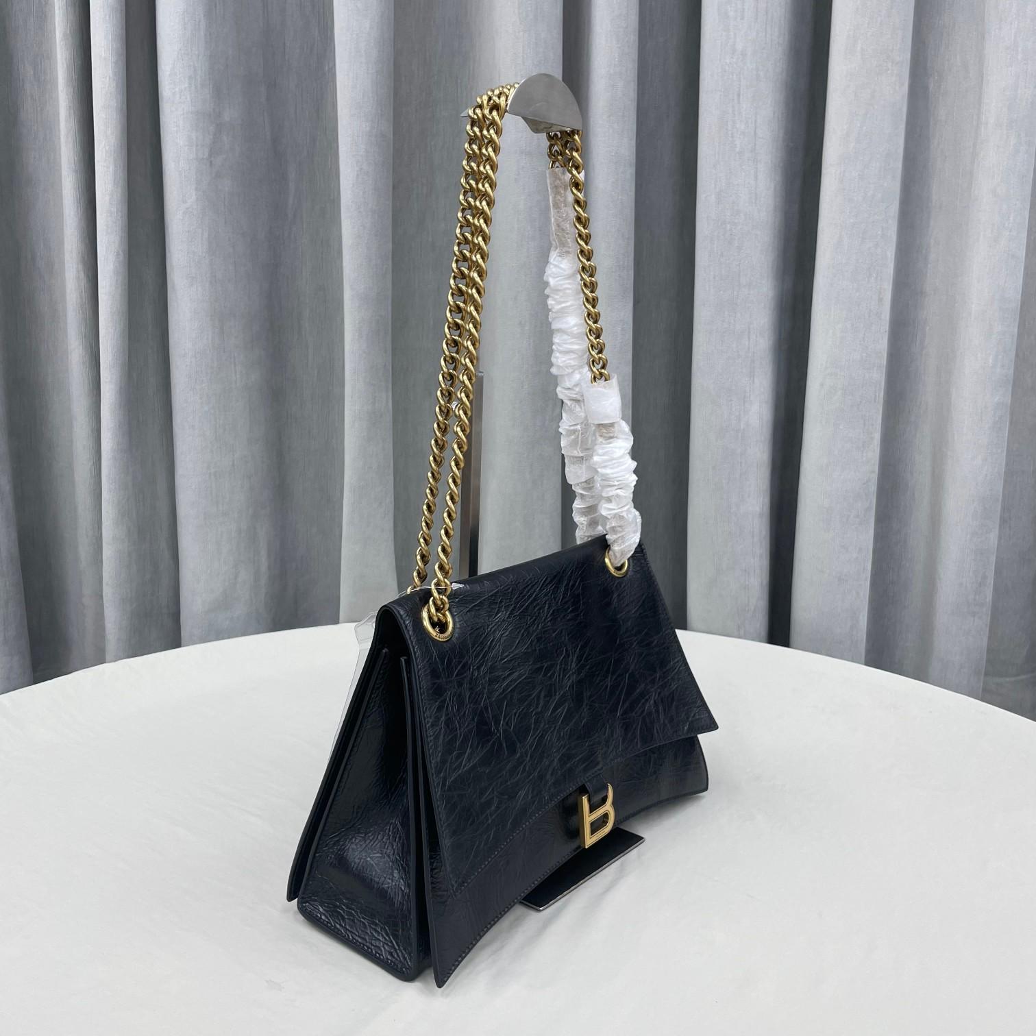Balenciaga Women's Crush Large Chain Bag In Black(31-20-12cm) - DopestKickz