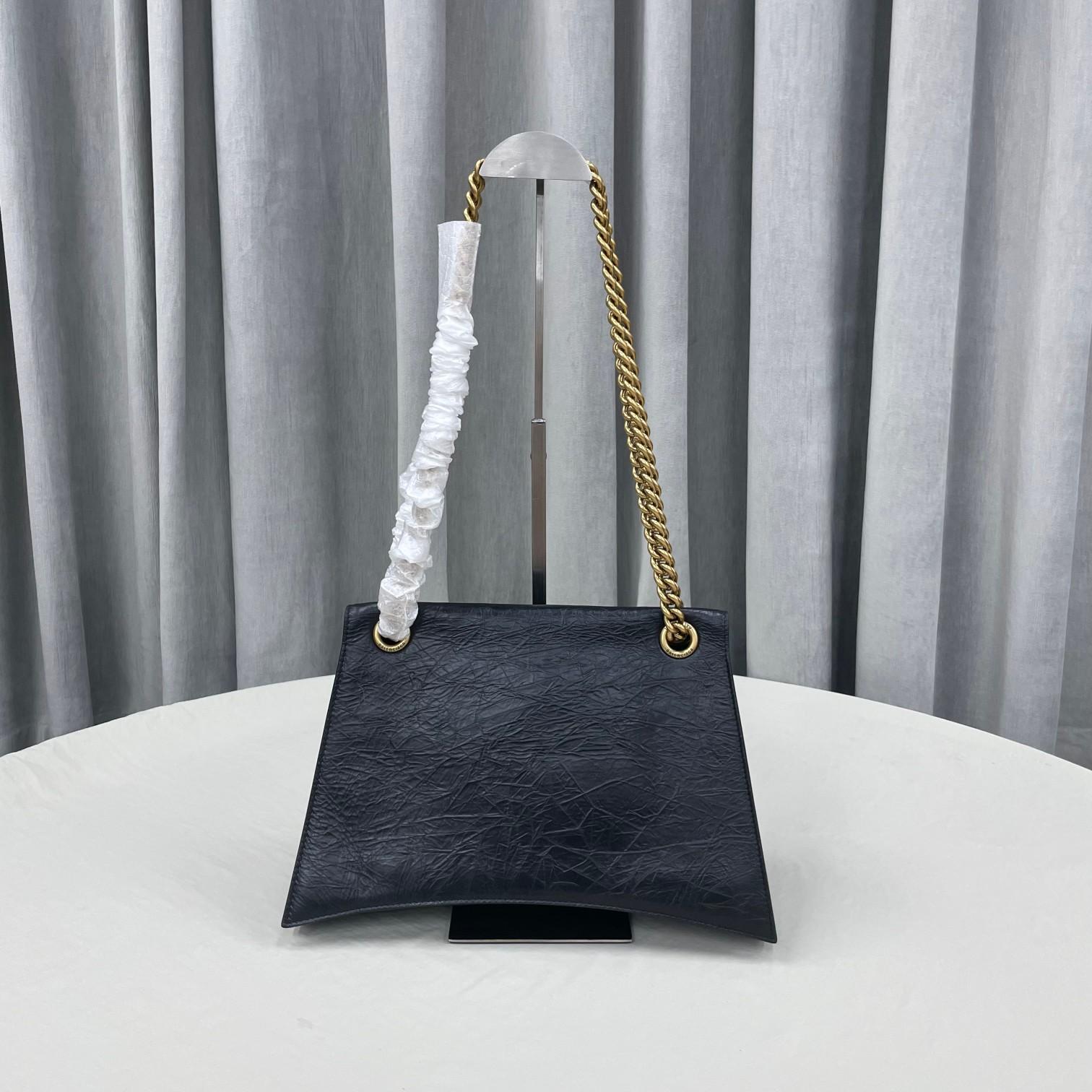 Balenciaga Women's Crush Large Chain Bag In Black(31-20-12cm) - DopestKickz