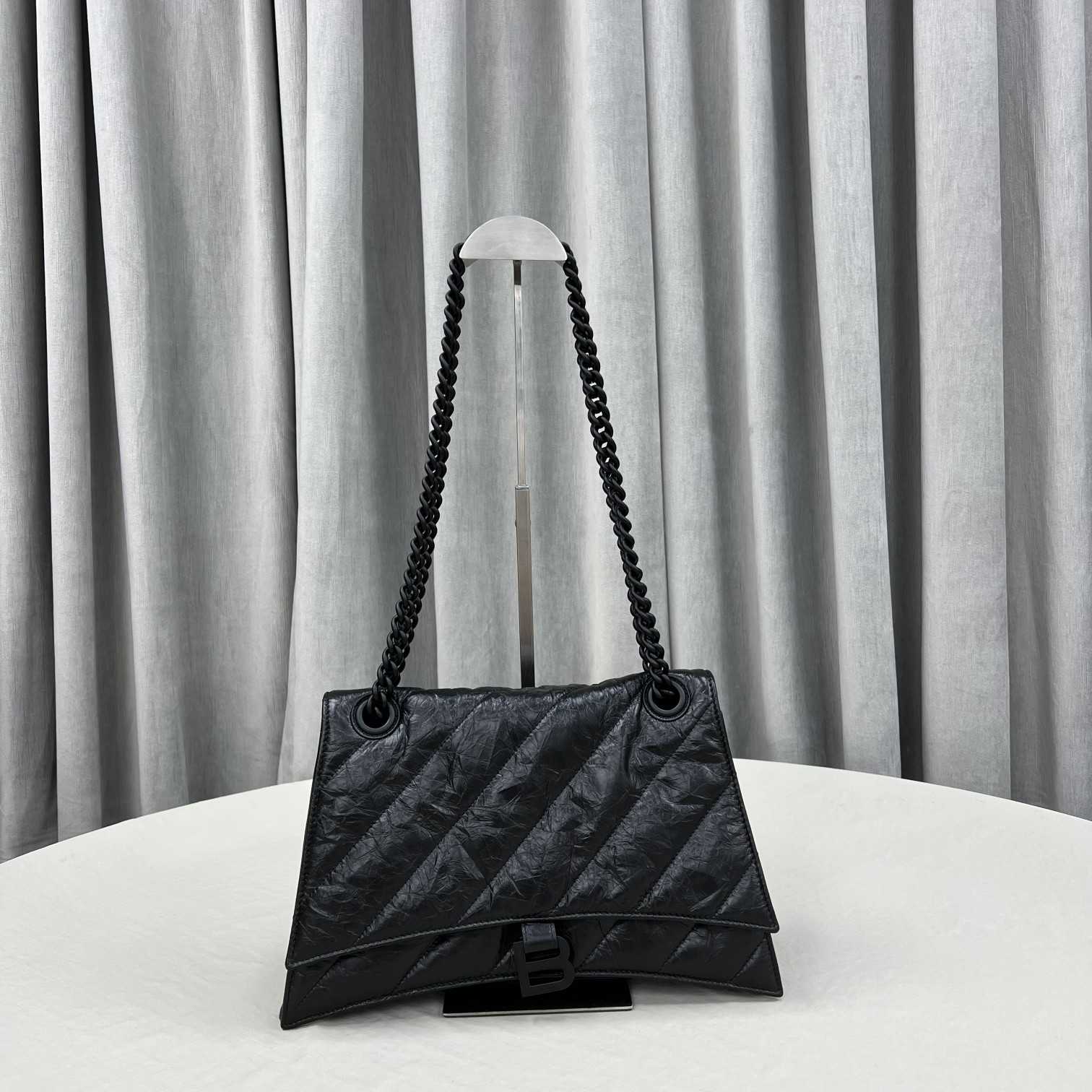 Balenciaga Women's Crush Medium Chain Bag Quilted In Black(31-20-12cm) - DopestKickz