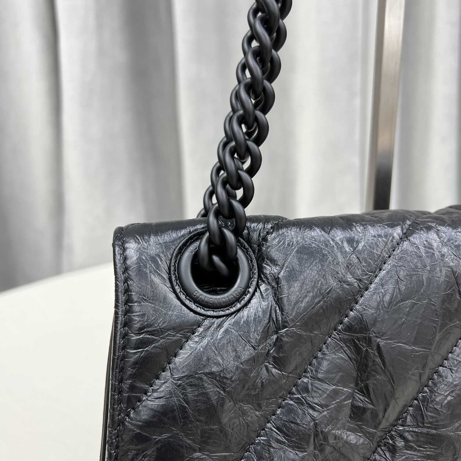 Balenciaga Women's Crush Medium Chain Bag Quilted In Black(31-20-12cm) - DopestKickz