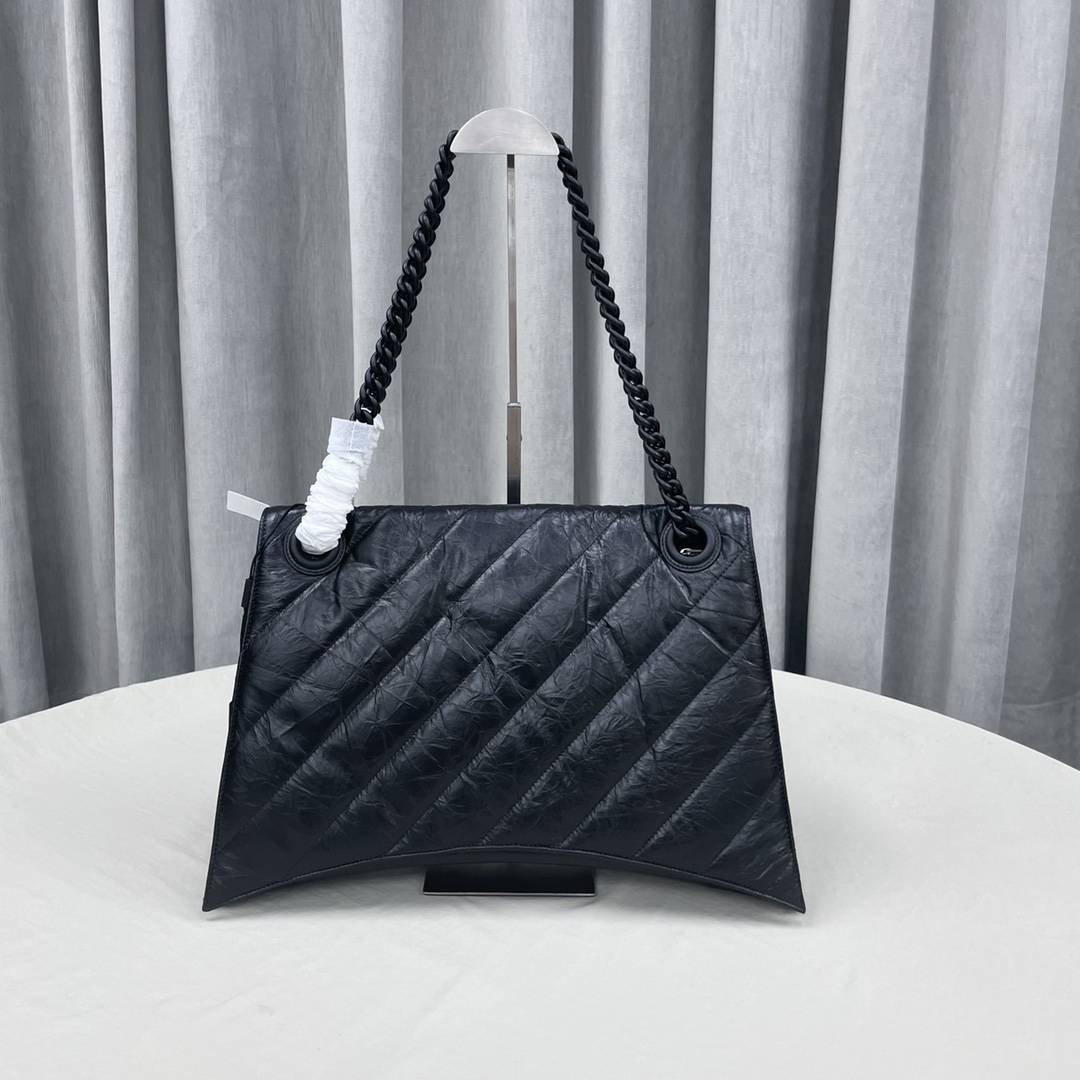 Balenciaga Women's Crush Large Chain Bag Quilted In Black(40-11-25cm) - DopestKickz