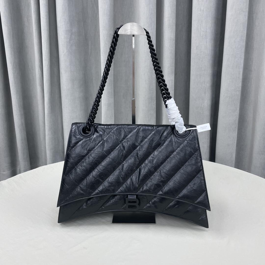 Balenciaga Women's Crush Large Chain Bag Quilted In Black(40-11-25cm) - DopestKickz