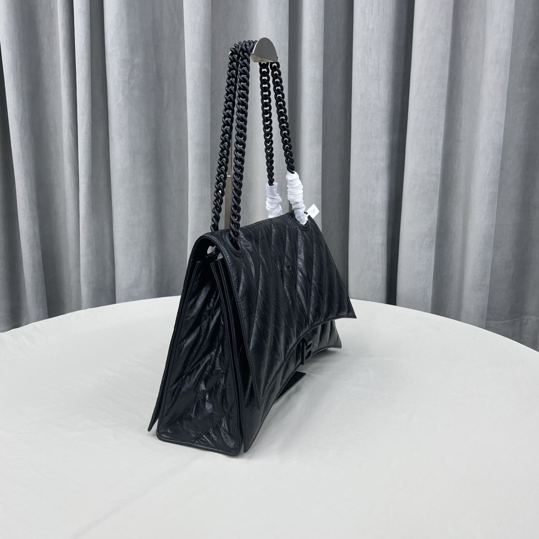 Balenciaga Women's Crush Large Chain Bag Quilted In Black(40-11-25cm) - DopestKickz