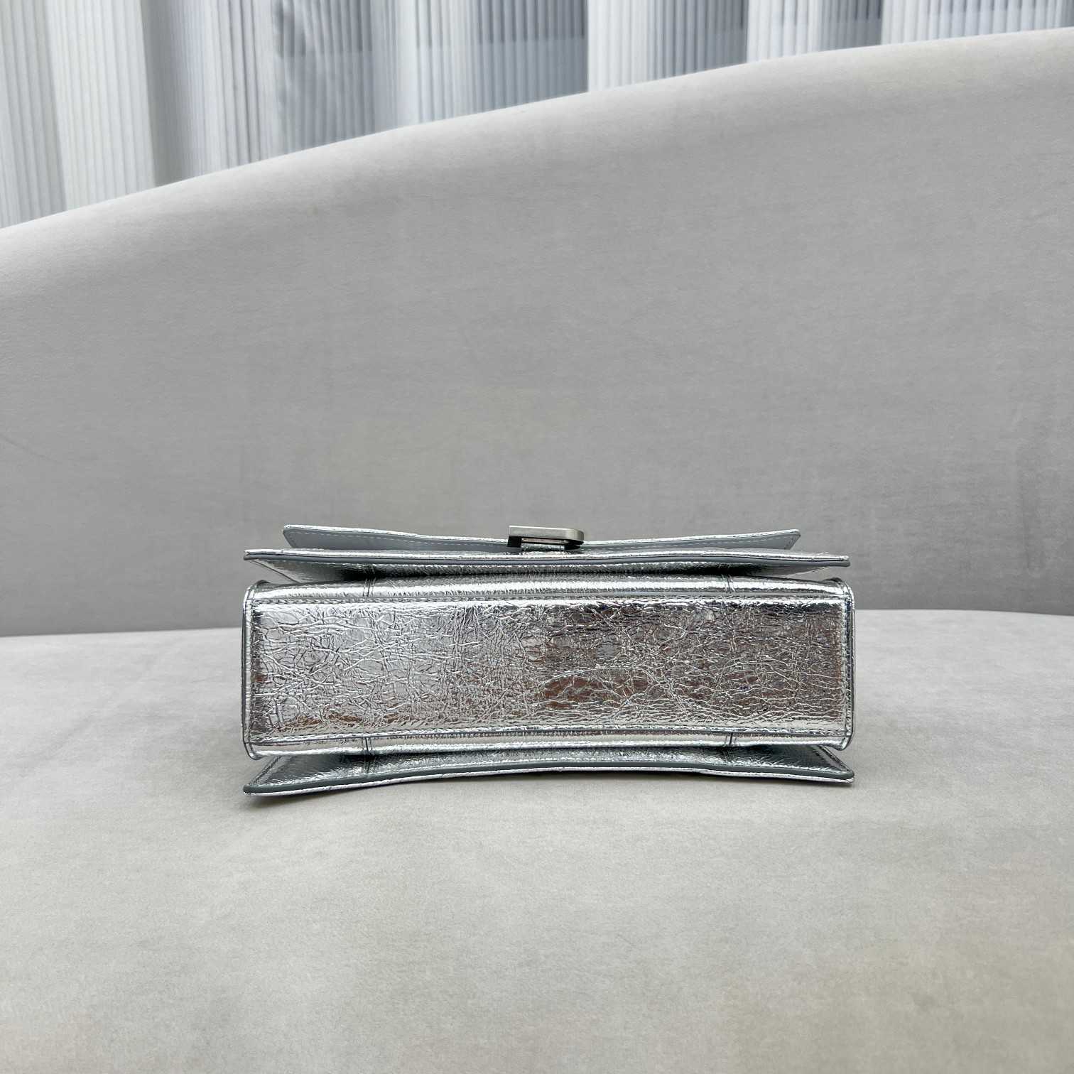 Balenciaga Women's Crush Small Chain Bag Metallized Quilted In Silver (25-15-9.5cm) - DopestKickz