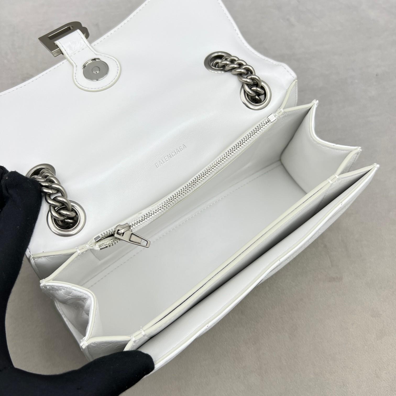 Balenciaga Women's Crush Small Chain Bag Quilted In Optic White(25-15-9.5cm) - DopestKickz