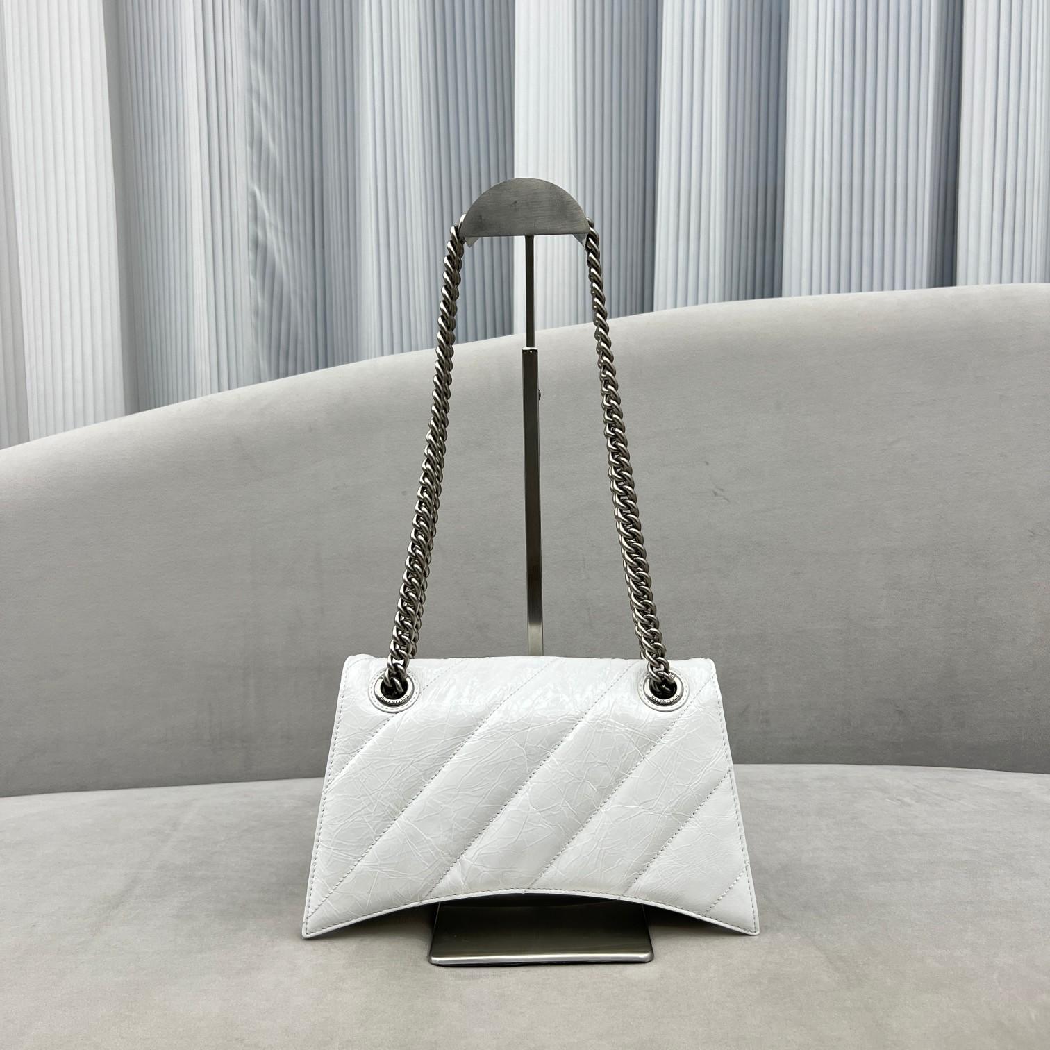 Balenciaga Women's Crush Small Chain Bag Quilted In Optic White(25-15-9.5cm) - DopestKickz