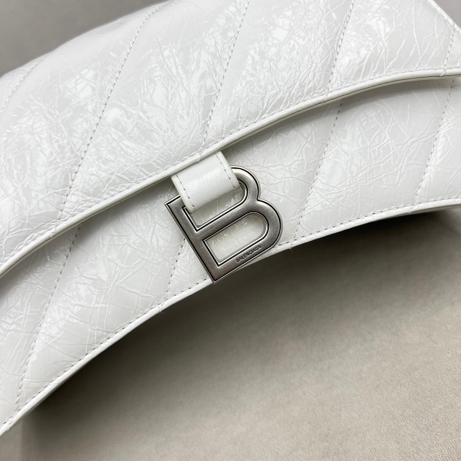 Balenciaga Women's Crush Small Chain Bag Quilted In Optic White(25-15-9.5cm) - DopestKickz