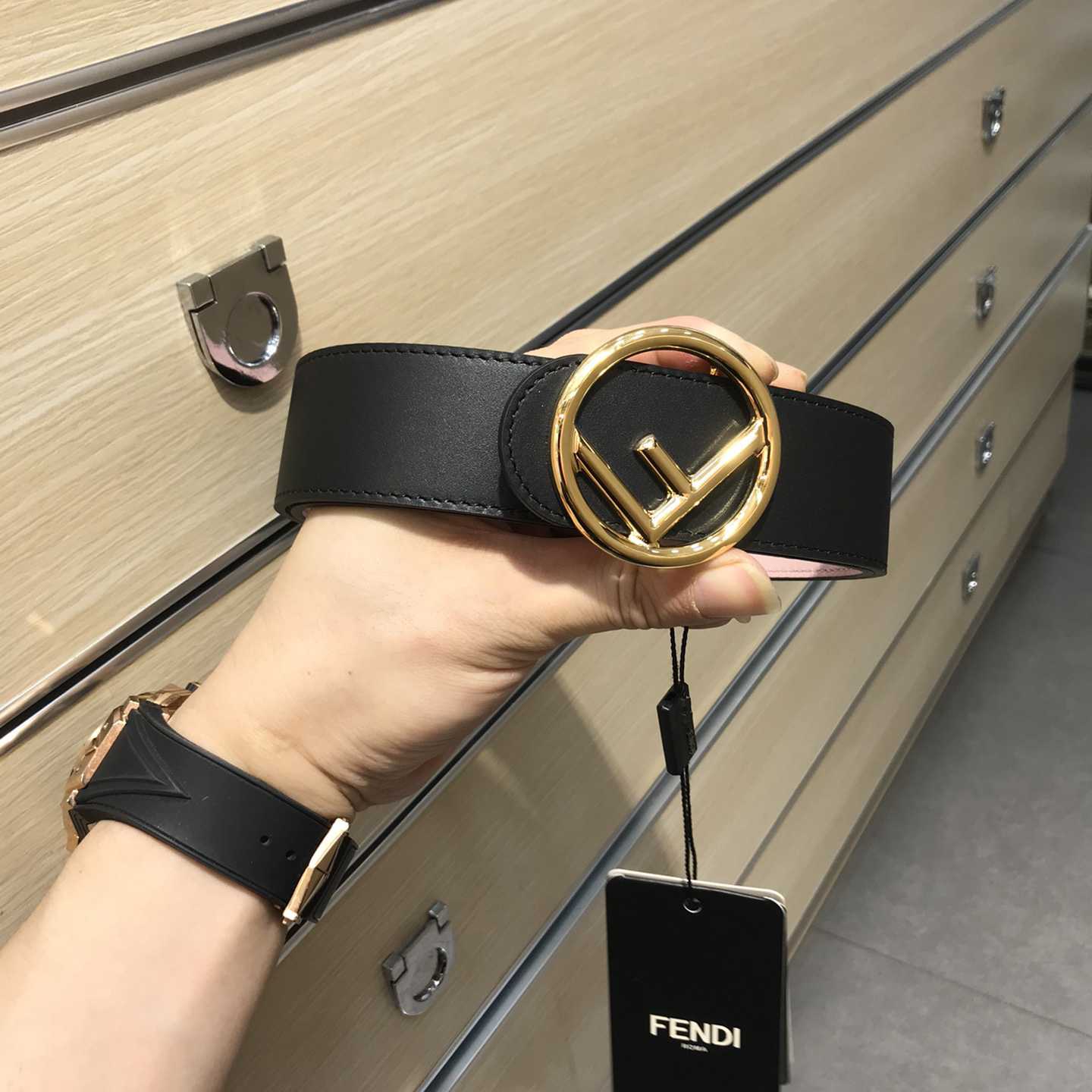 Fendi Black Leather Belt - DopestKickz
