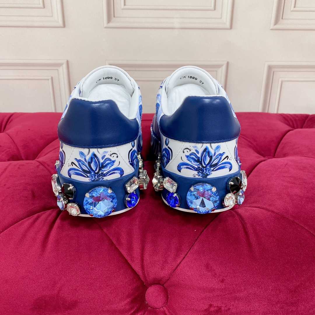 Dolce & Gabbana Majolica-Print Calfskin Portofino Sneakers - DopestKickz