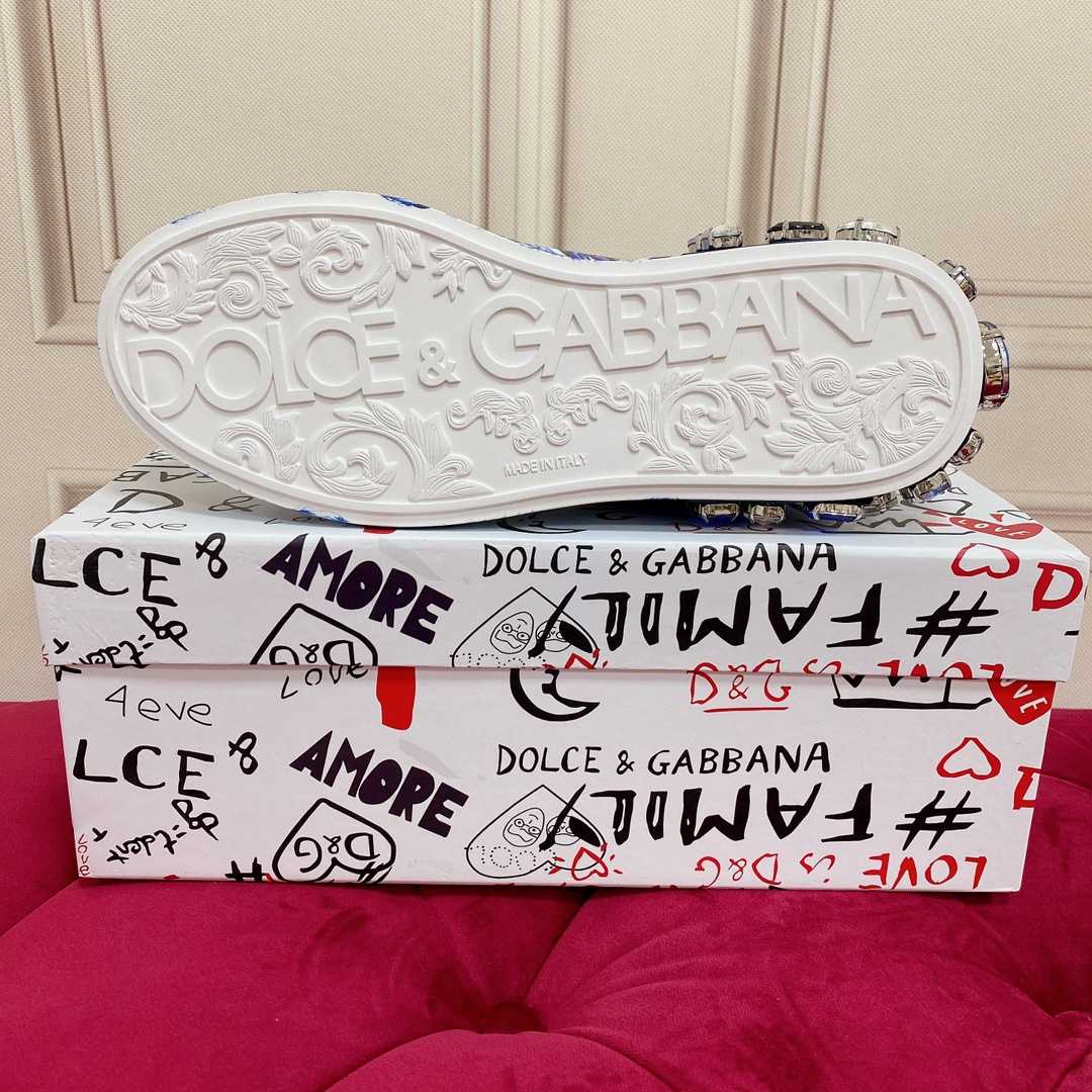 Dolce & Gabbana Majolica-Print Calfskin Portofino Sneakers - DopestKickz