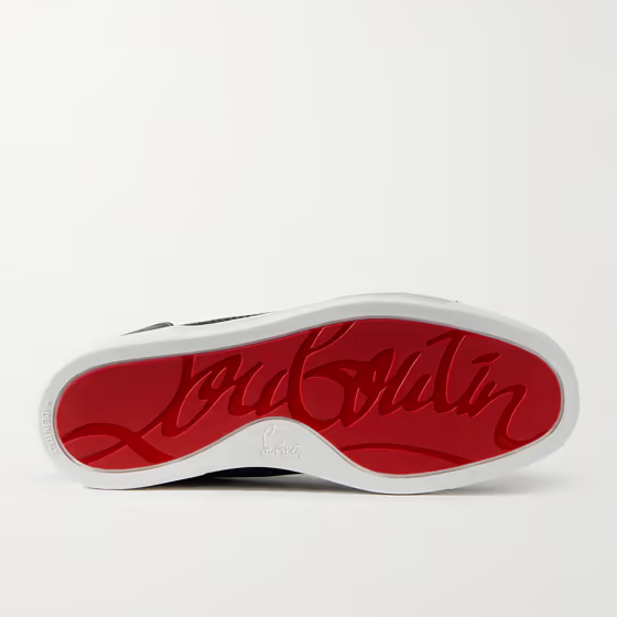 Christian Louboutin Louis Junior Spikes Suede-Trimmed Mesh And Leather Sneakers - DopestKickz