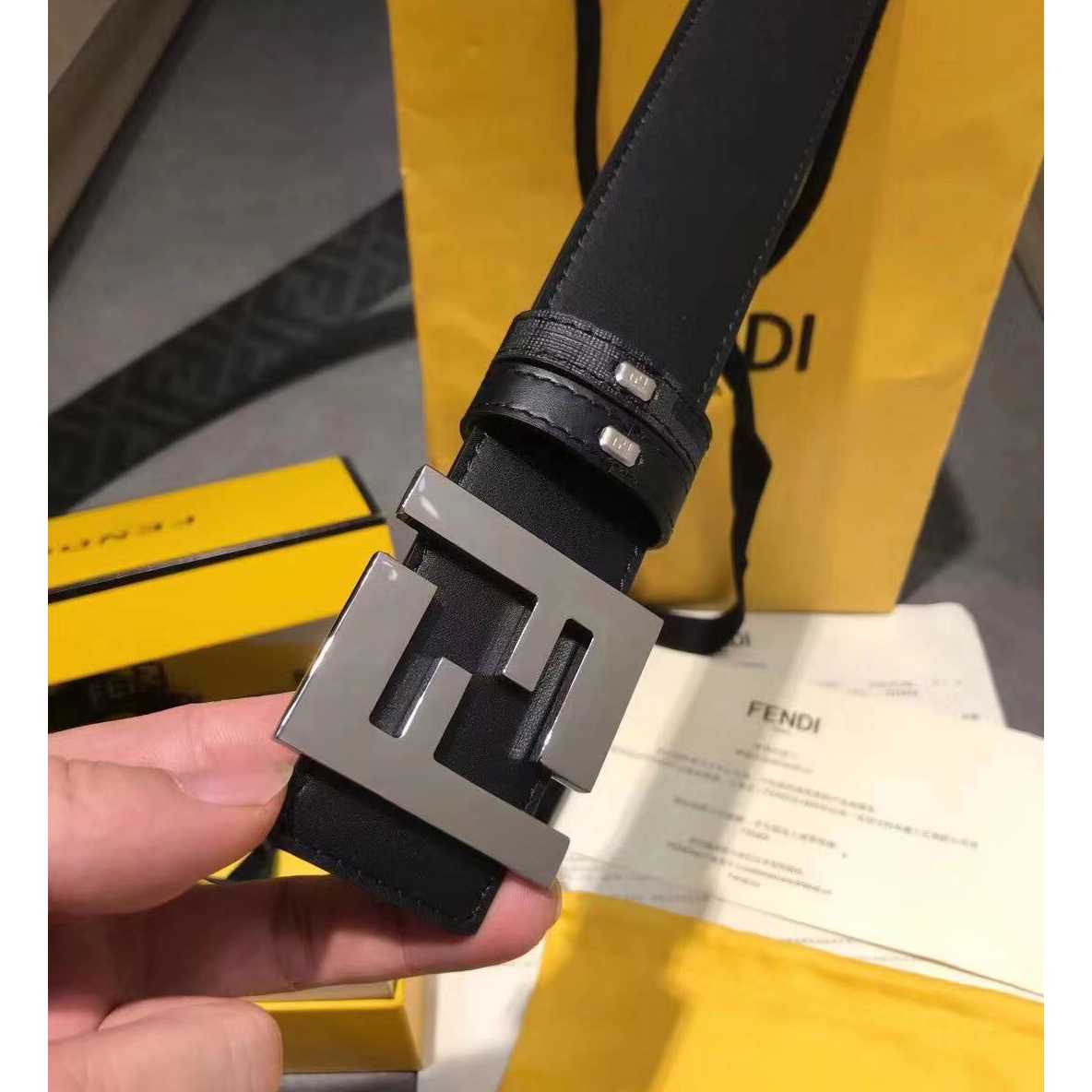 Fendi Black Leather Belt - DopestKickz