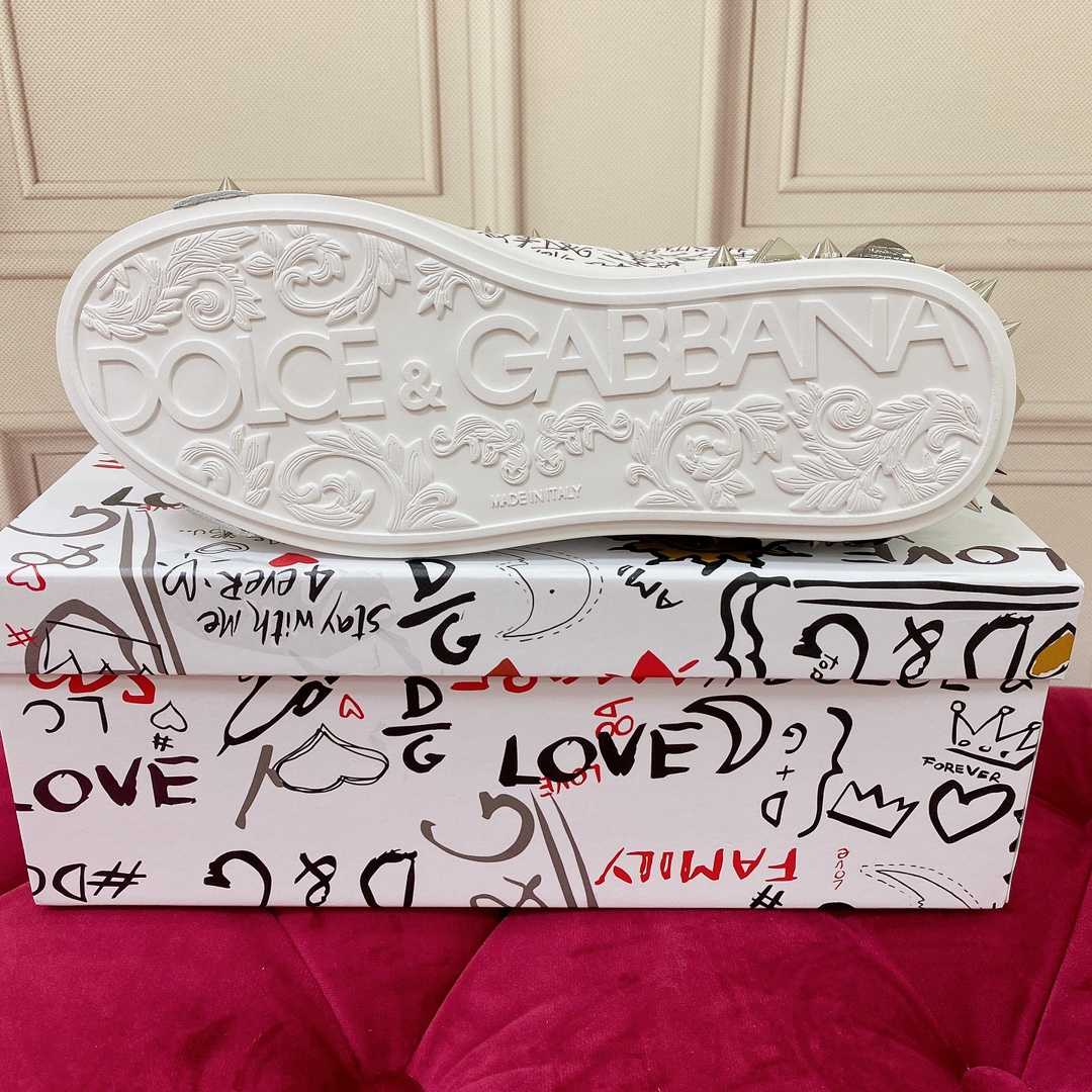 Dolce & Gabbana Calfskin Nappa Portofino Sneakers With Studs - DopestKickz