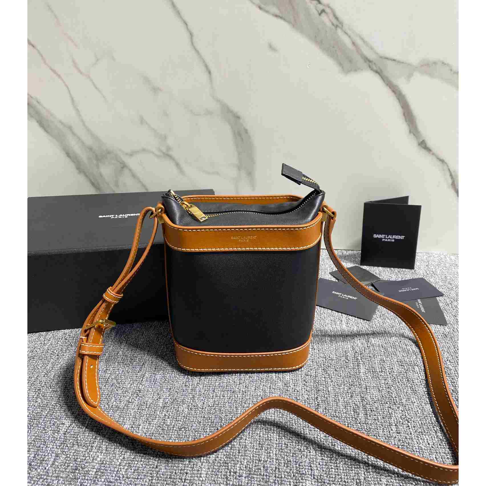 Saint Laurent Aphile Bucket Crossbody Pouch In Smooth Leather - DopestKickz