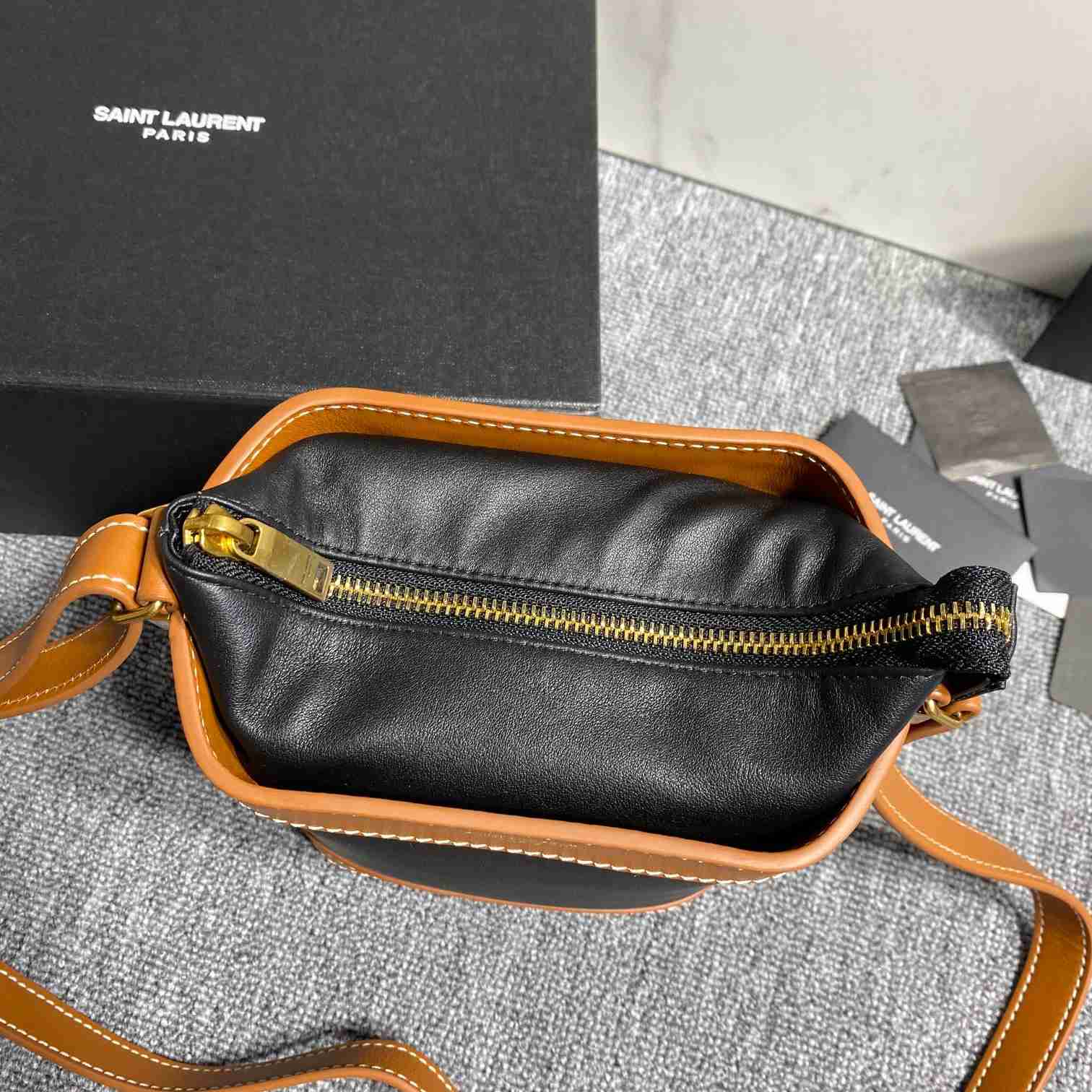 Saint Laurent Aphile Bucket Crossbody Pouch In Smooth Leather - DopestKickz